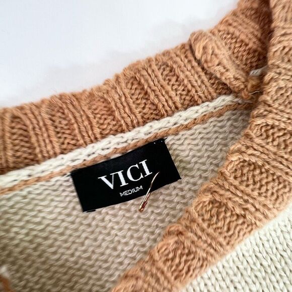 Vici Sweater Womens M Multi-Color Striped Wool Ribbed Knit Pullover Crewneck - Picture 3 of 9